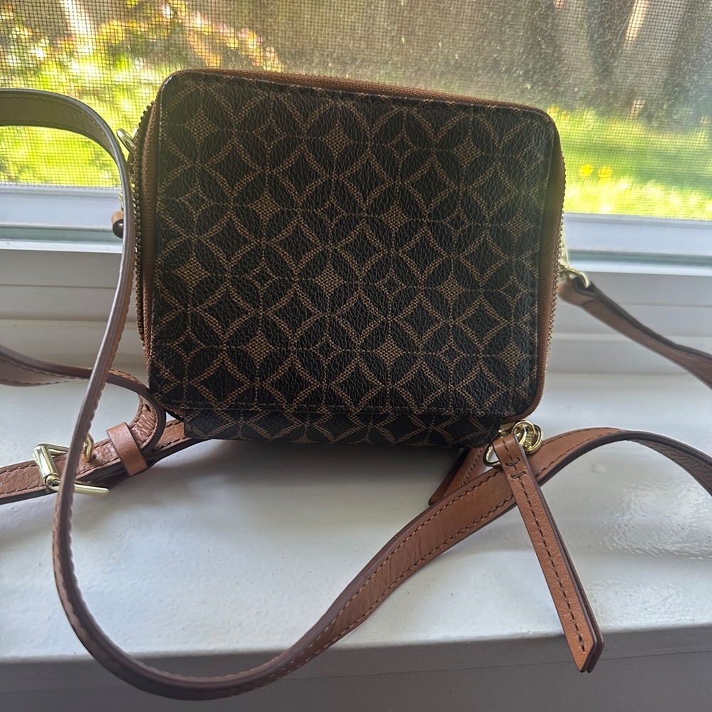 Brown Patterned Crossbody Bag